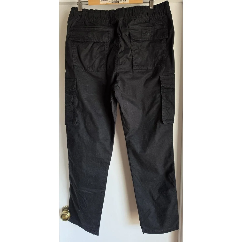NWT Hollister Cargo Pants Men XL Black Solid Cotton Casual Streetwear Trousers